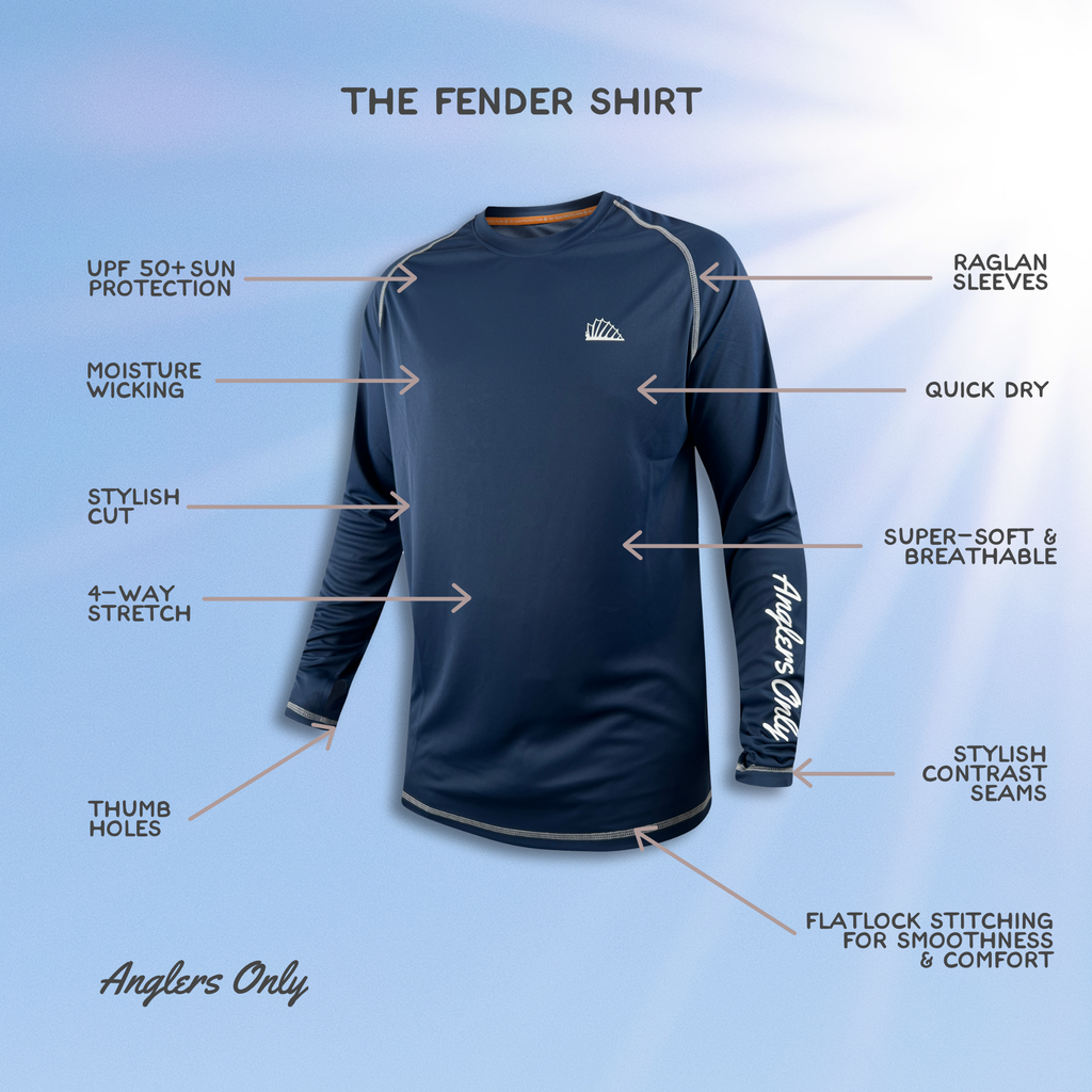 The 'Fender' Sun Shirt | Upf Fishing Shirts | Anglers Only Navy / XL